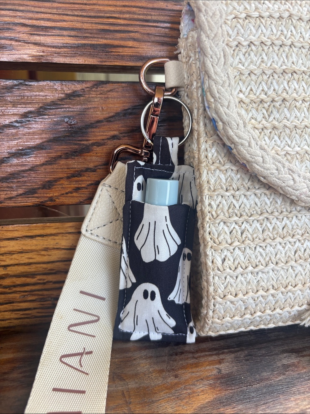 Black Ghost Keychain Chapstick Holder